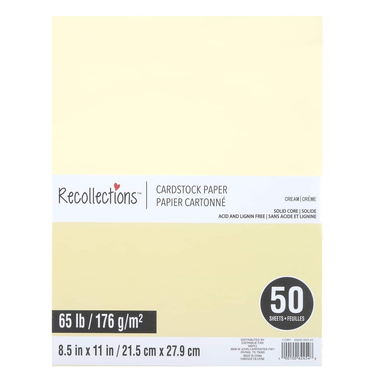 8.5&#x22; x 11&#x22; Cardstock Paper by Recollections&#x2122;, 50 Sheets